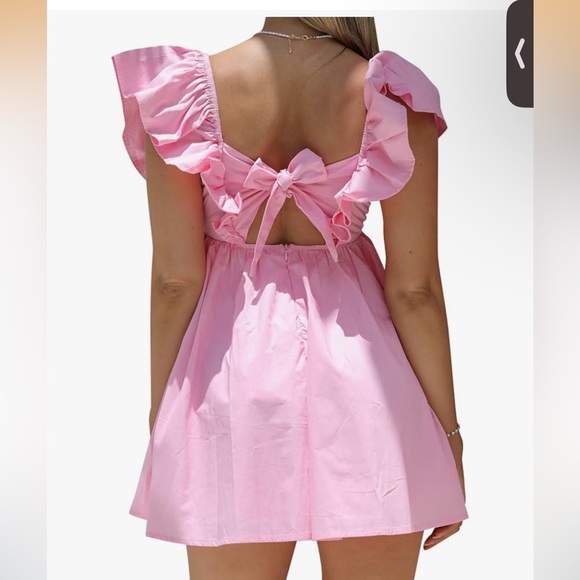Amazon Pink Ruffled Mini Summer Dress - Picture 2 of 4